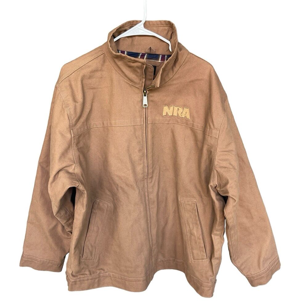 Burks Bay Mens Jacket Extra Large XL Brown‎ Full Zip NRA Plaid Lined Workwear